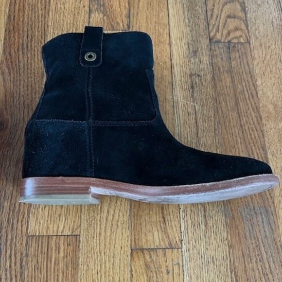 Cole Haan Zillie Black Western Suede Booties Stacked Block Heel Women’s Size 7.5 - Picture 6 of 13